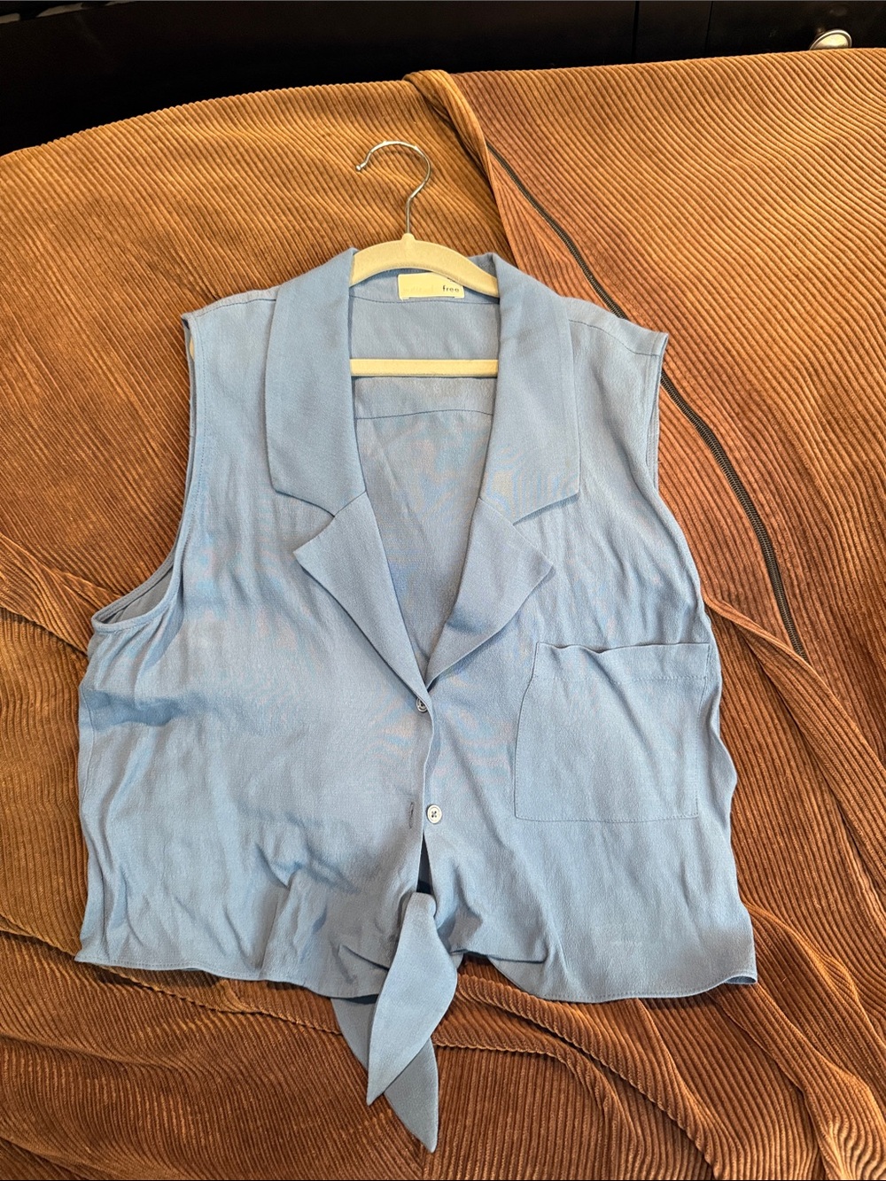 Wilfred Light Blue Tie-Front Crop Top